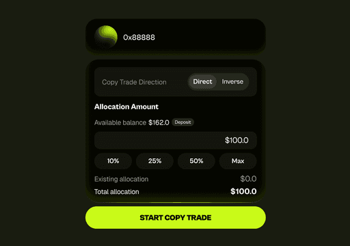 Copy trade panel